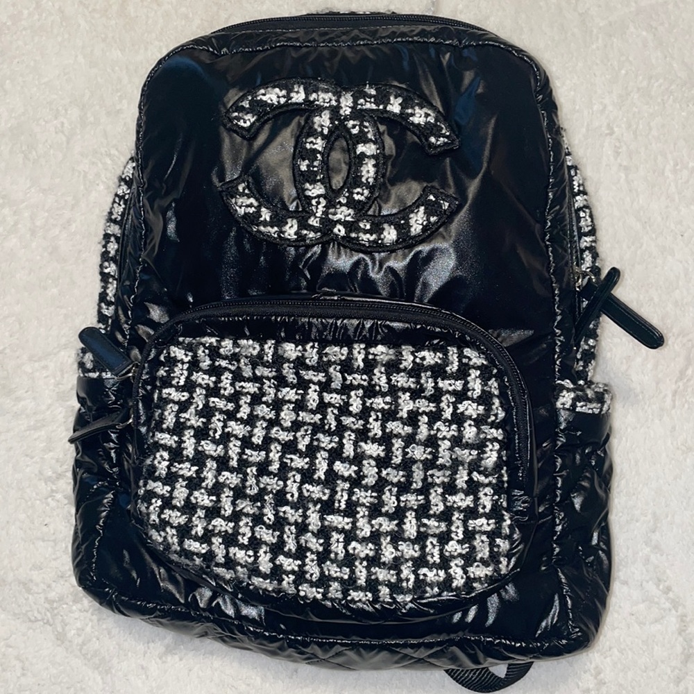 Black and white backpack